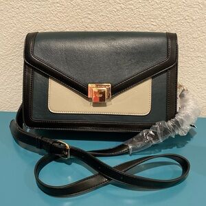 New!! DUNE London crossbody bag, midnight teal, ecru